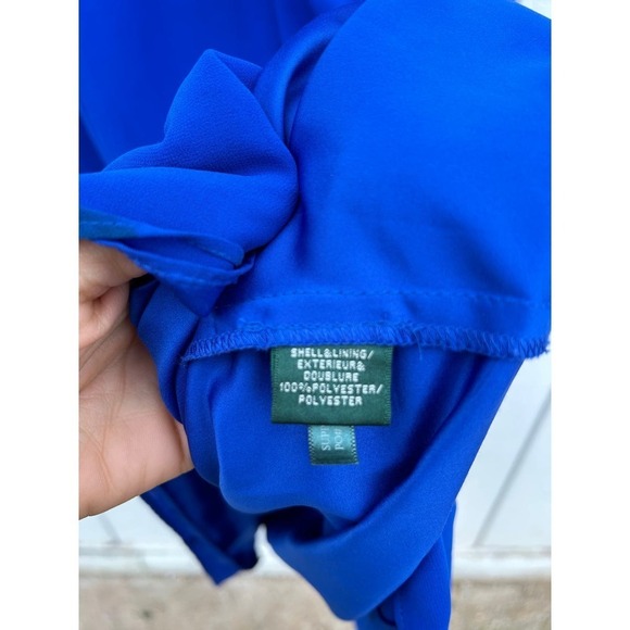 Ralph Lauren Evening Blue Long Maxi Chiffon Strapless Evening Formal Gown, Sz 10 - Picture 3 of 5